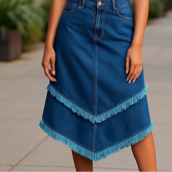 Vintage 90’s Juke Box Western Denim Maxi Skirt - Picture 1 of 9